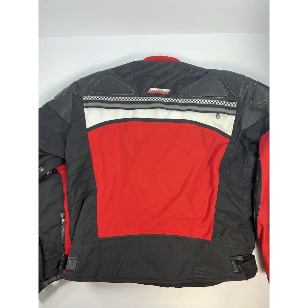 First Gear Men's Leather Tex Motorcycle Jacket Armored Padded Vented XL